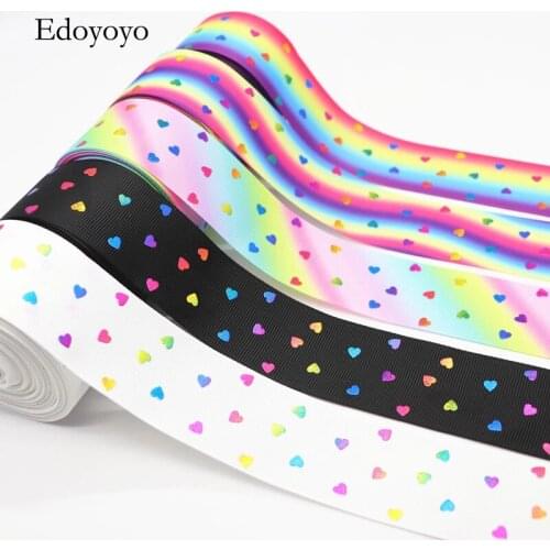 10 Yards 1.5" 38MM Heart-Shaped Grosgrain Ribbon Peach Heart Printed RibbonFor Hair Bows DIY Crafts Accessories M19042702