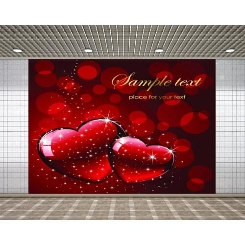 Lyavshi Shiny red heart-shaped pattern photography background Valentines day Customized Photography Backdrops For Photo Studio