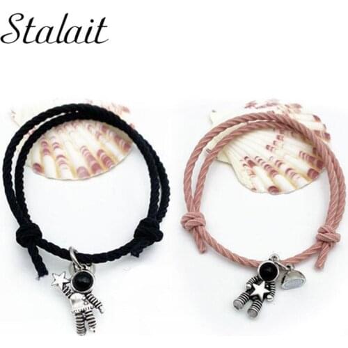 Spaceman Attracts Couples Matching Bracelets Rubber Bells Rainbow Gifts For Boyfriend Girlfriends Friendship Magnetic Bracelet