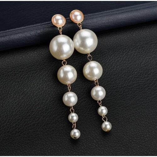 Fashion Women Earrings Elegant Long Tessel Imitation Pearl Stud Earrings Women Accessories Bohemian Statement Girl Gift