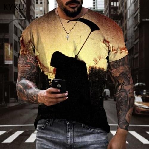 KYKU Brand Abstract T shirt Men War Tshirt Printed Novel Funny T shirts Harajuku Tshirts Casual Mens Clothing Punk Rock