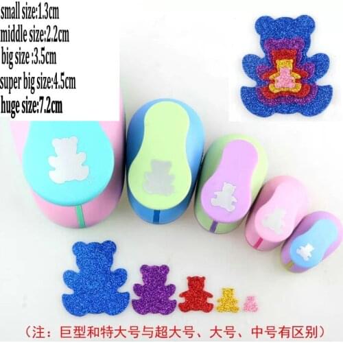 5pcs 3" 2" 1.5" 1" 5/8" Teddy bear craft punch set Paper Cutter Scrapbooking punchers Paper Puncher eva panda punch for DIY