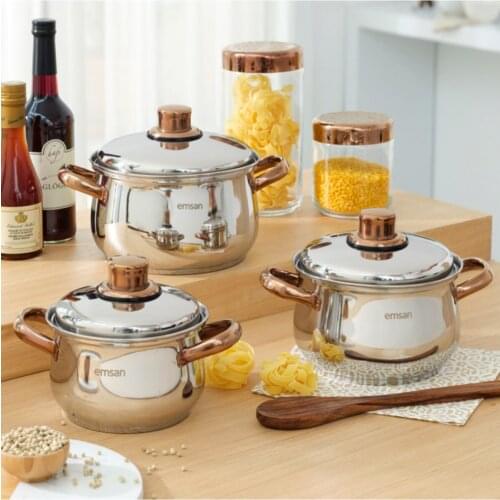 Azure Induction Based 6 Piece Titanium Steel Cookware Set Rose Gold
