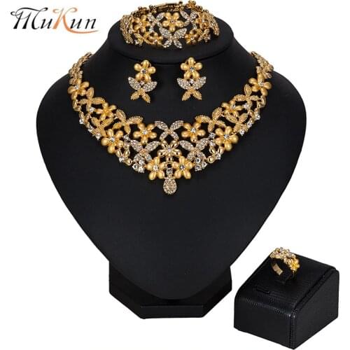 MUKUN 2019 African Beads Crystal Jewelry Sets Brand Dubai Gold-colorful jewelry sets Wholesale customer nigerian bridal bead set