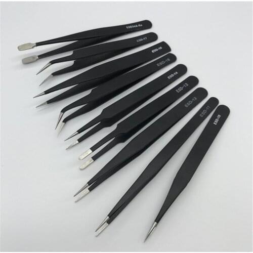 Stainless Steel Antistatic ESD Tool Set High Precision Tip Curved Straight Tweezer Stainless Multifunction Nipper Repair Tools