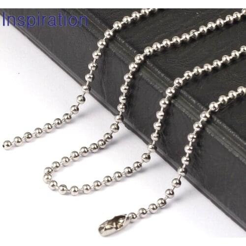 2.4mm Thickness Silver Color Beads Chain Stainless Steel Chain Necklace For Pendant Necklace 18'' 20'' 24'' 28'' 32'' inches