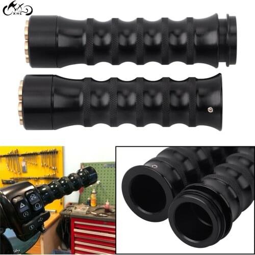 Pair 1" Black Billet Aluminum Electronic Throttle Hand Grips Kit For Harley Road King FLHR Softail Breakout CVO Electra Glide