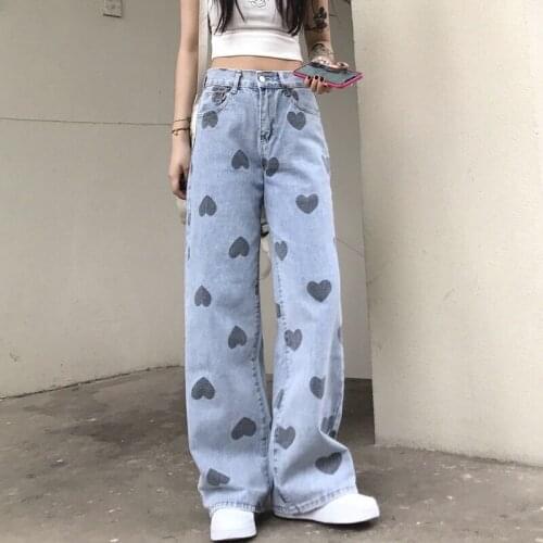 Casual Women Loose Vintage Female Pants Women Harajuku Baggy Jeans Womens Pants Casual Funny Gothic Pants Summer Jeans Fashion