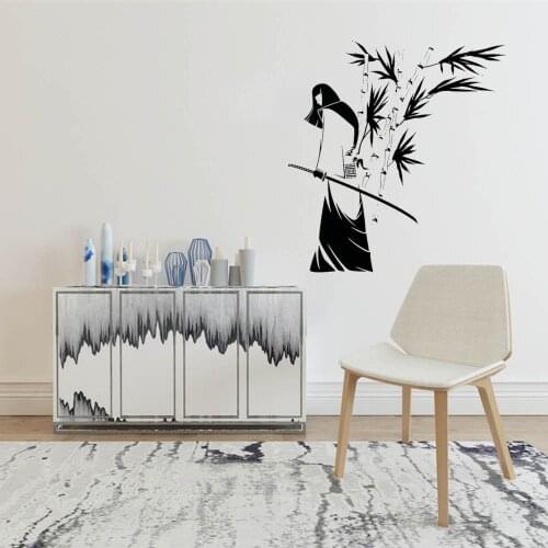 Samurai Warrior Bamboo Wall Sticker Japanese Wall Decal Home Decor For Bedroom Living Room Decal Vinyl Art Mural DW9503
