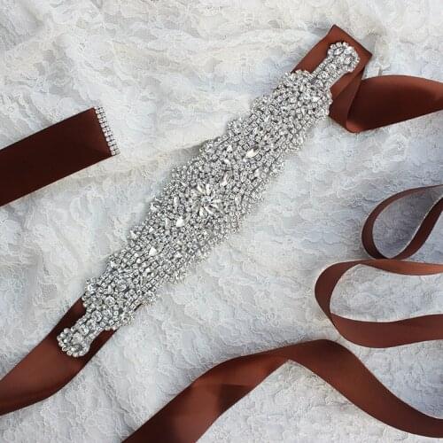 Silver Clear Crystal Bridal Belt Rhinestones Flower Bridal Sash For Wedding Prom Props Luxury Hundreds Of Diamond Wedding Belts