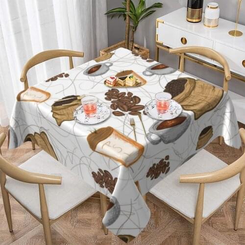 Caffeine Tablecloth Garden Polyester Table Cover Square Wholesale Protector Printed Table Cloth