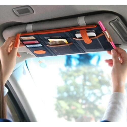 Car Sun Visor Receive Bag Car Boot Storage Bag Box Multi-Use Tools Organizer Bag For Sunglasses Ticket Fuel Card Mobile Phone