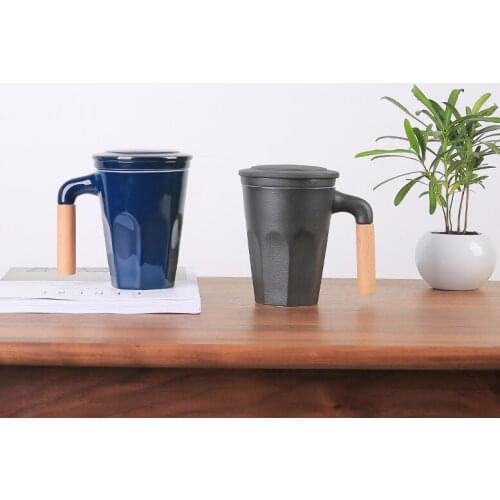 Creative tea ceramic mug with cover filter tea separation cup office cup