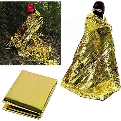 Outdoor Waterproof Emergency Bag Insulation Disaster SOS Aid Life-saving Survival Rescue Insulation Blanket Hike 210*140CM
