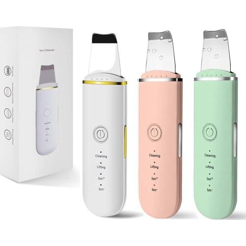 Ultrasonic Skin Scrubber Facial Cleaner Ion Acne Blackhead Remover Peeling Shovel Cleaner Facial Massager Face Lift Machine