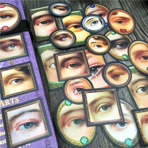 Vintage Oil Painting Eye Stickers DIY Scrapbooking Junk Journal Bottom Collage Phone Diary Gift Sealing Decoration Sticker