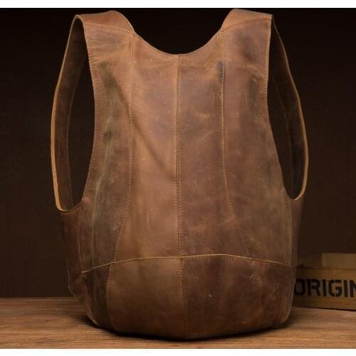Vintage Unique Tortoise Designer Natural Crazy Horse Leather Men Backpack Cool Preppy Style Genuine Leather School Bag