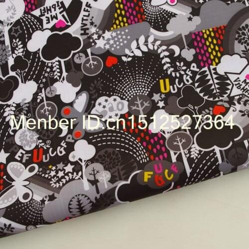 PVC coated waterproof fabric - tree and butterfly - black (WF312)