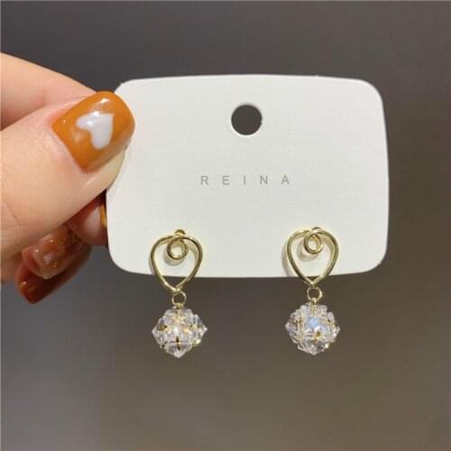 Zeojrlly Crystal Trendy Water Drop Women Dangle Earrings Korean Love New Fashion Earrings Womens Korean Simple Small jewelry