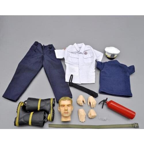 1/6 Soldier Costume Modern Fire Fighting Suit Set Fire Extinguisher Boots Diy Doll Toy Action Figure Costume Collection Display