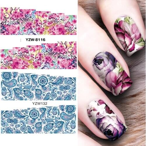 1pcs Nail Sticker Flower Watercolor Water Design Transfer Decal Sliders for Nail Art Decoration Manicure Wraps Tools Tips