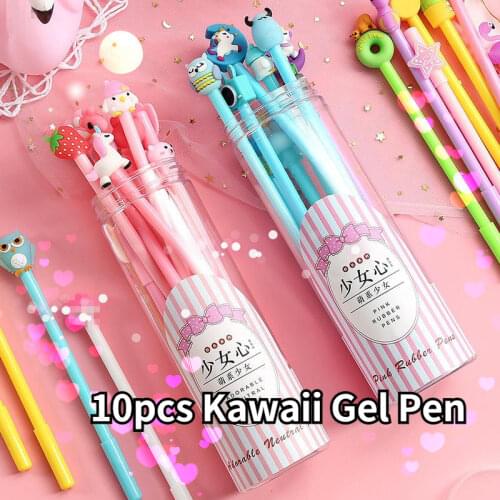 10pcs Kawaii Candy Color Gel Pen Random Design Cute Stationery Lovely Student School Supplies Cute Gift For Children