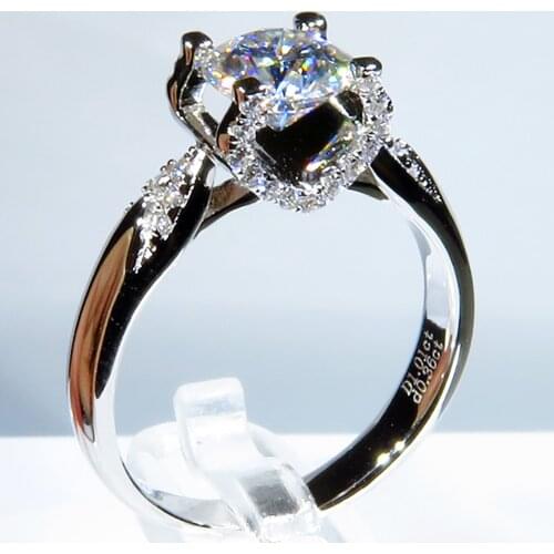 14K White Gold Women Ring Moissanite Diamonds 1 2 3 4 5 Carat Round Classic Wedding Party Engagement Anniversary Ring Trendy