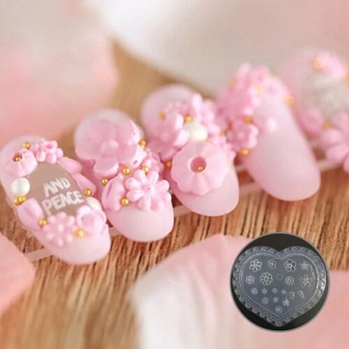 3D Nail Flower Mold Nail Art Silicone Mold Leaves Flower Mixed Pattern 3D Acrylic Nails Decors Tools SANA889