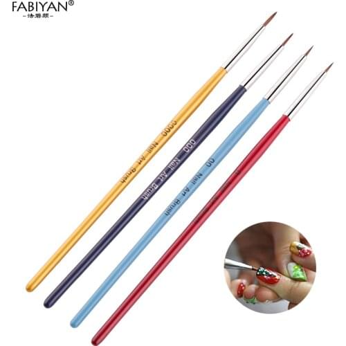 4Pcs/Set Nail Art Brush Pen Wood Lines Painting Drawing Flower Design Brush UV Gel Polish Tips DIY Decoration Manicure Tools Kit