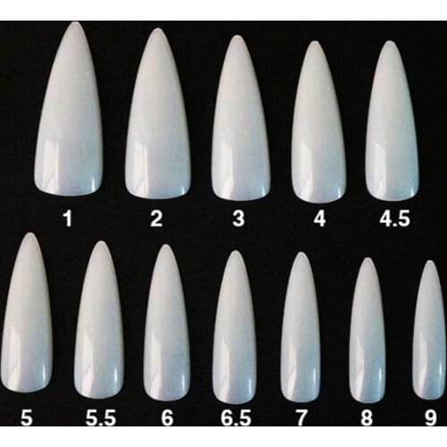 High Quality 600 Pcs/bag Long Sharp False Nail Tips Acrylic Nail Art False Nail Tip Stiletto Nature Artificial Faux Ongles Tools