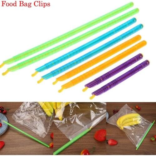 8PCS Plastic Bag Clip Seal Stick Storage Bar Storage Bag Househoud Sealer Clamp Snack Fresh Food Rod Clip Kitchen Tools