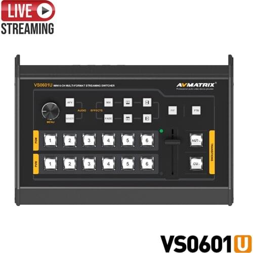 AVMATRIX VS0601U Mini 6CH 4×SDI and 2×HDMI Inputs Multi-Format Streaming Switcher with 1×USB Type-C Output and GPIO Interface