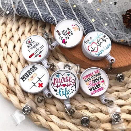 1PCS Stethoscope Doctor Student Quality Retractable Nurse Badge Reel Clip ID Badge Cute Name Card Holder For Office Accessories