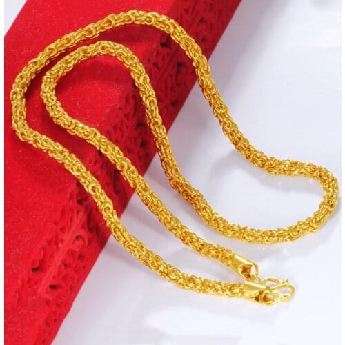 60cm 24k Yellow Gold Necklace for Men Twist Male Necklace Chain Wedding Engagement Party Fine Jewelry Gifts Not Fade 2021 Trend
