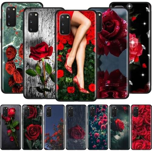 Red Roses Flowers Case For Samsung Galaxy A51 A71 M31 A41 A31 A11 A01 M51 M21 M11 M40 Black Soft Phone Cover Fundas