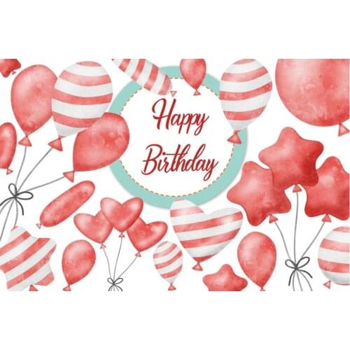 Happy Birthday Backdrop Candy Red Balloon Photography Background Celebration Photo Booth Studio Decor