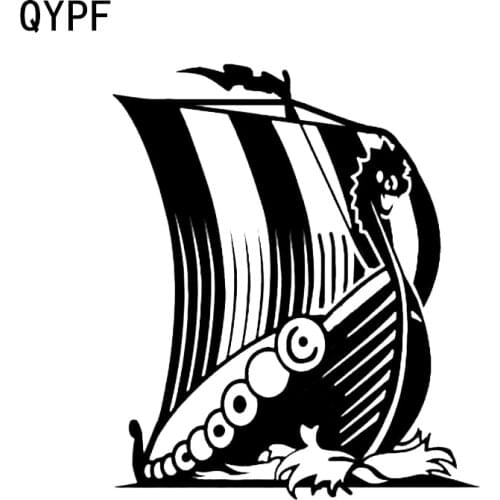 QYPF 14.2*16.8CM Interesting Dragon Ship Boat Sail Sailor Decor Car Sticker Vinyl Graphic Accessories Black/Silver C16-1124
