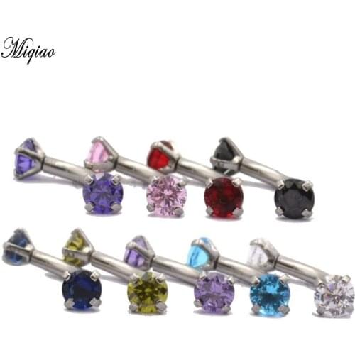 Miqiao 1pcs Stainless Steel Belly Button Ring 3mm Round Eyebrow Nail Double-headed Curved Rod Eyebrow Ring Human Body Piercing