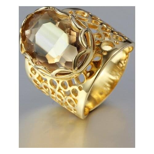 Cheap gold-color men large crystal ring paved AAA zircon gift jewelry finger ring size 6 7 8 9 in stock moq 1pc Distribution