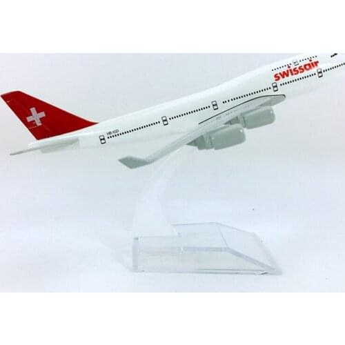 1/400 16CM Scale Boeing B747-400 model Toy SWISS airlines SWISSAIR withBase airbus metal Alloy aircraft planecollectible display
