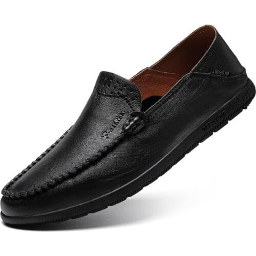 Brand Shoes Luxury Men Casual Genuine Leather Mens Loafers Moccasins Soft Breathable Slip on Boat Shoes 2020 New