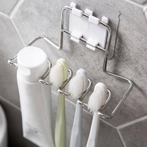 Stainless Steel Toothbrush Wall Holder Rackrust-Resistant Strong and Durable Bathroom Wall-Mounted Toothpaste Easy To Install