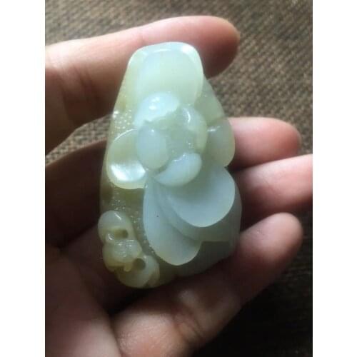 Natural hetian jade A HandCarved jade lotus frog jadeite jade white pendant jade necklace jewelry necklaces men women jewelry