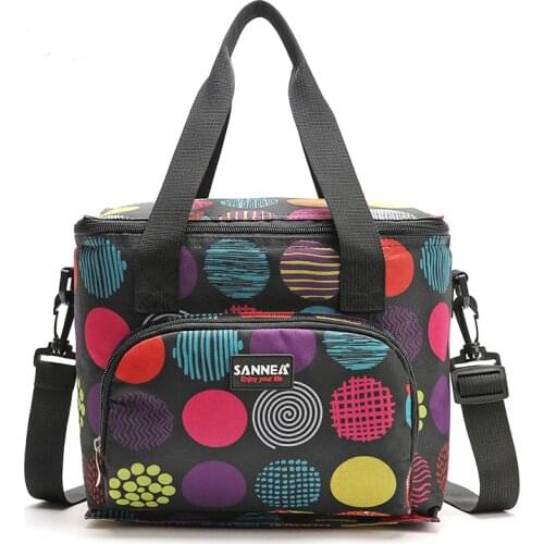 New Oxford Double Layer Cooler Lunch Bag Printed Insulated Thermal Food Picnic Handbag Portable Shoulder Lunch Box Tote
