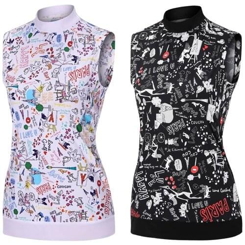 New golf short-sleeved T-shirt slim breathable sleeveless top womens clothing printing fashion quick-drying sportswear