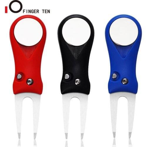 New Switchblade Golf Divot Repair Tool with Pop-up Button Magnetic Ball Marker Foldable Stainless Steel Dropshipping