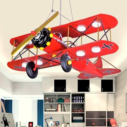 Modern Painted Metal Plane Kids Bedroom Pendant Lamp LED Boys Study Room pendant Lights Creative iron helicopter Hanging Lamps