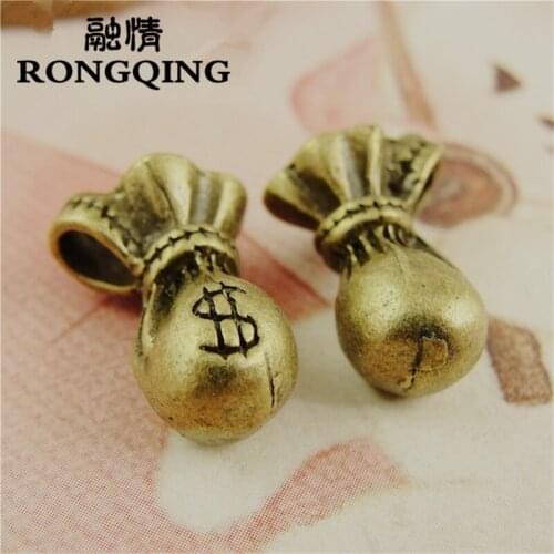 RONGQING 12*16MM 50pcs/lot US Dollars Money Bags Keychain Pendant Handmade Fashion Jewelry Charms DIY