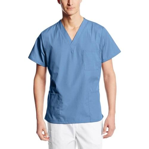 Nursing Working Uniform T-shirts With Pockets Pure Summer Short Sleeve V-neck Nursing Blouse for Men Mukoti Yunifomu Drop Ship