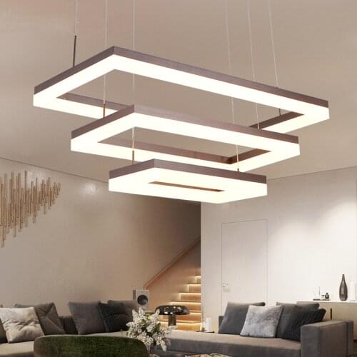 Modern Rectangle Led Acrylic Pendant Lights Chrome Aluminium Dimmable Led Pendant Lamp For Living Room Minimalism luminaria Lamp